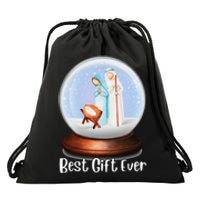 Nativity Snow Globe Best Ever Jesus Mary Joseph Christmas Drawstring Bag