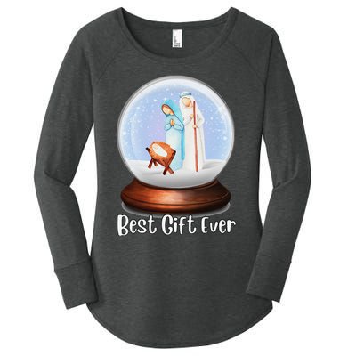 Nativity Snow Globe Best Ever Jesus Mary Joseph Christmas Women's Perfect Tri Tunic Long Sleeve Shirt