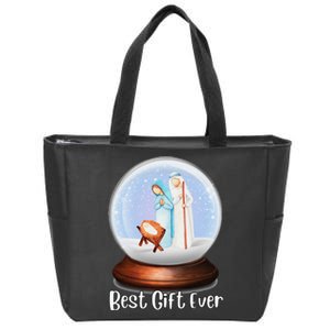 Nativity Snow Globe Best Ever Jesus Mary Joseph Christmas Zip Tote Bag