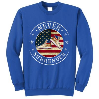 Never Surrender Gold Sneaker Donald Trump 4th Of July Gift Sweatshirt