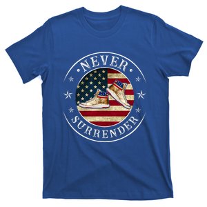 Never Surrender Gold Sneaker Donald Trump 4th Of July Gift T-Shirt