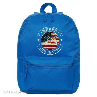 Never Surrender Gold Sneaker Donald Trump 4th Of July Gift 16 in Basic Backpack
