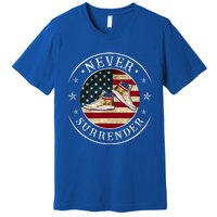 Never Surrender Gold Sneaker Donald Trump 4th Of July Gift Premium T-Shirt