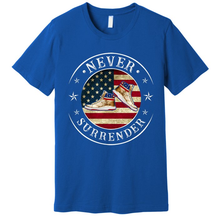 Never Surrender Gold Sneaker Donald Trump 4th Of July Gift Premium T-Shirt