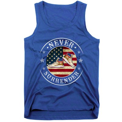 Never Surrender Gold Sneaker Donald Trump 4th Of July Gift Tank Top