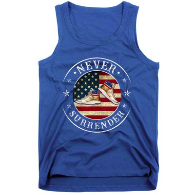 Never Surrender Gold Sneaker Donald Trump 4th Of July Gift Tank Top