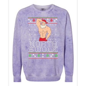 North Swole Great Gift Ugly Christmas Sweater Fit Sexy Santa Colorblast Crewneck Sweatshirt