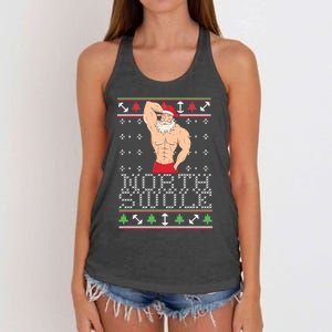 North Swole Great Gift Ugly Christmas Sweater Fit Sexy Santa Women's Knotted Racerback Tank