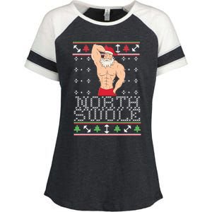 North Swole Great Gift Ugly Christmas Sweater Fit Sexy Santa Enza Ladies Jersey Colorblock Tee