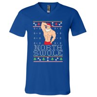 North Swole Great Gift Ugly Christmas Sweater Fit Sexy Santa V-Neck T-Shirt