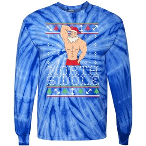 North Swole Great Gift Ugly Christmas Sweater Fit Sexy Santa Tie-Dye Long Sleeve Shirt