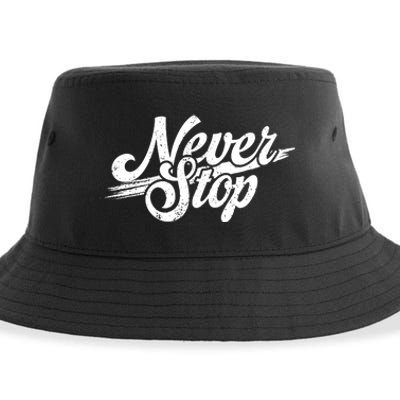 Never Stop Gym Motivation Print Sustainable Bucket Hat