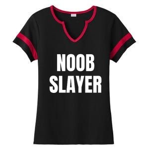 Noob Slayer Gamer Video Games Ladies Halftime Notch Neck Tee