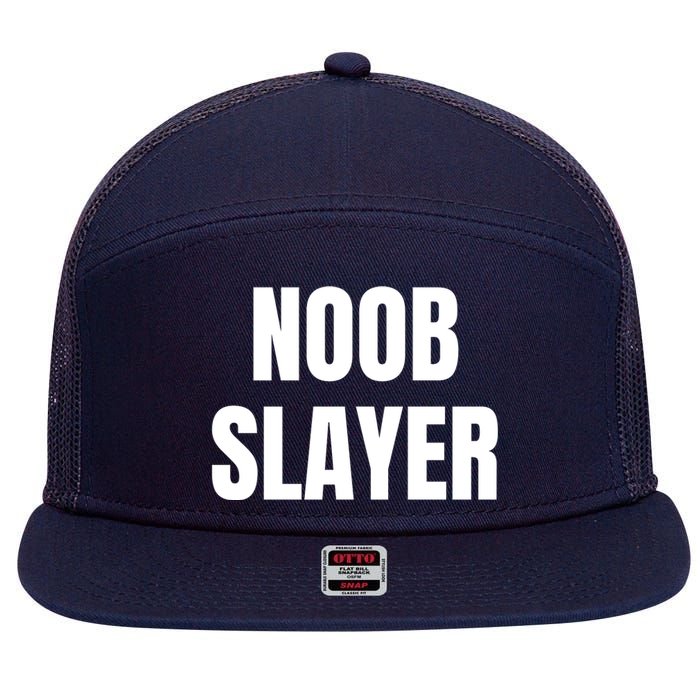 Noob Slayer Gamer Video Games 7 Panel Mesh Trucker Snapback Hat