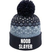 Noob Slayer Gamer Video Games The Baniff Cuffed Pom Beanie