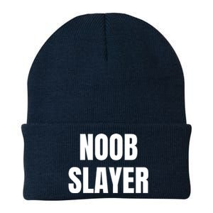 Noob Slayer Gamer Video Games Knit Cap Winter Beanie