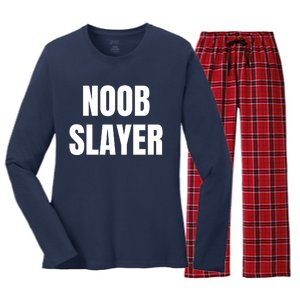 Noob Slayer Gamer Video Games Women's Long Sleeve Flannel Pajama Set 