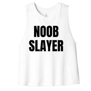 Noob Slayer Gamer Video Games Women's Racerback Cropped Tank