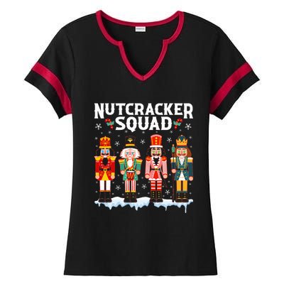 Nutcracker Squad Holiday Christmas Xmas pajama Ladies Halftime Notch Neck Tee