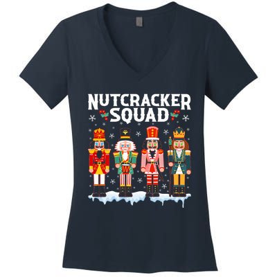 Nutcracker Squad Holiday Christmas Xmas pajama Women's V-Neck T-Shirt