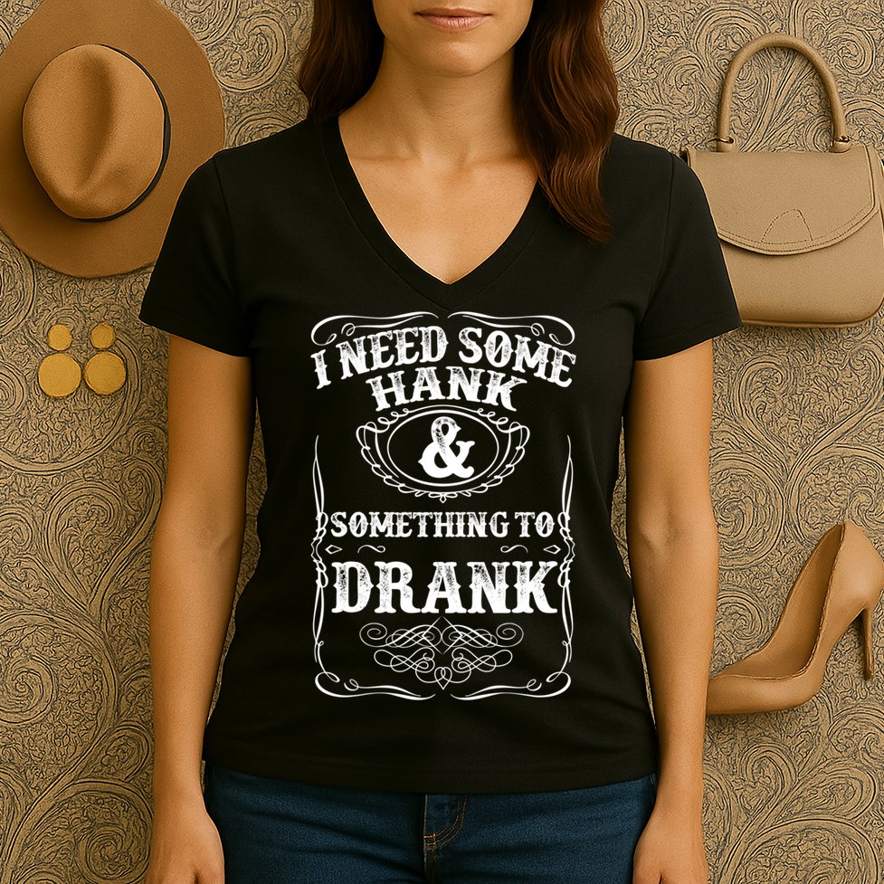 Need Some Hank & A Drank Country Music T For Rednecks Women's V-Neck T-Shirt