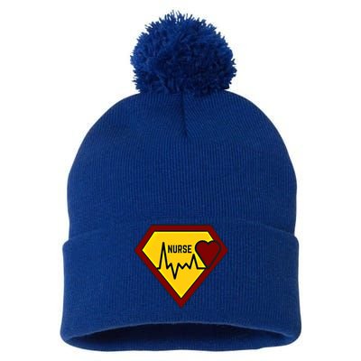 Nurse Super Hero Gift Pom Pom 12in Knit Beanie