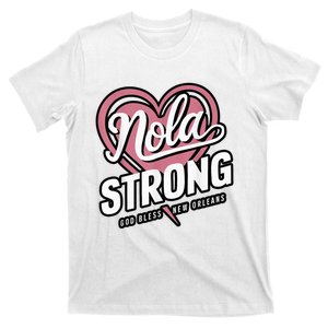 Nola Strong Heart 2025 Pray For New Orleans God Bless T-Shirt