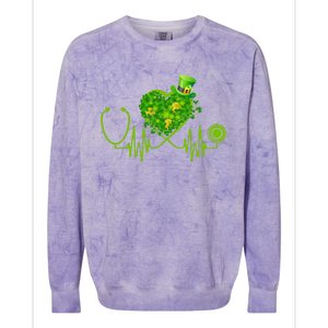 Nurse Stethoscope Heart Shamrock Irish Nurse St Patricks Day Gift Colorblast Crewneck Sweatshirt