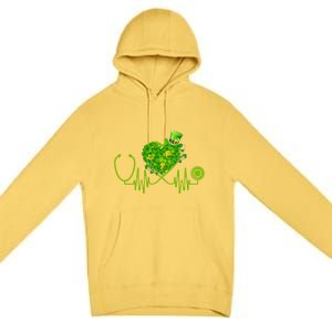 Nurse Stethoscope Heart Shamrock Irish Nurse St Patricks Day Gift Premium Pullover Hoodie