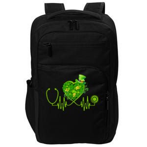 Nurse Stethoscope Heart Shamrock Irish Nurse St Patricks Day Gift Impact Tech Backpack