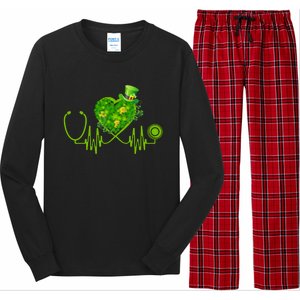 Nurse Stethoscope Heart Shamrock Irish Nurse St Patricks Day Gift Long Sleeve Pajama Set