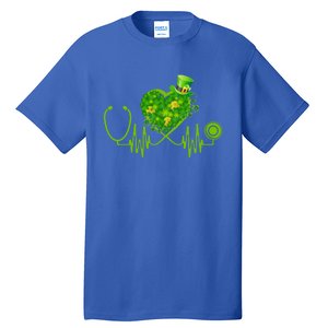 Nurse Stethoscope Heart Shamrock Irish Nurse St Patricks Day Gift Tall T-Shirt