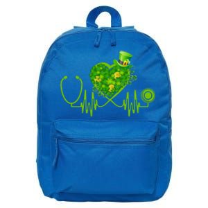 Nurse Stethoscope Heart Shamrock Irish Nurse St Patricks Day Gift 16 in Basic Backpack