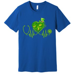 Nurse Stethoscope Heart Shamrock Irish Nurse St Patricks Day Gift Premium T-Shirt