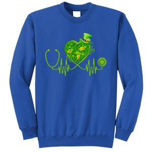 Nurse Stethoscope Heart Shamrock Irish Nurse St Patricks Day Gift Tall Sweatshirt