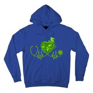 Nurse Stethoscope Heart Shamrock Irish Nurse St Patricks Day Gift Tall Hoodie