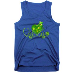 Nurse Stethoscope Heart Shamrock Irish Nurse St Patricks Day Gift Tank Top