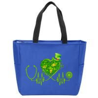 Nurse Stethoscope Heart Shamrock Irish Nurse St Patricks Day Gift Zip Tote Bag