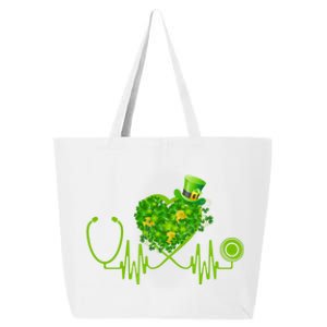 Nurse Stethoscope Heart Shamrock Irish Nurse St Patricks Day Gift 25L Jumbo Tote