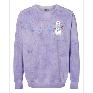 Nurse Snow Heartbeat Christmas Nursing Gift Colorblast Crewneck Sweatshirt