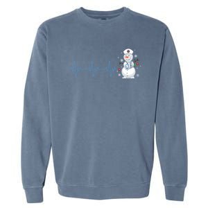 Nurse Snow Heartbeat Christmas Nursing Gift Garment-Dyed Sweatshirt