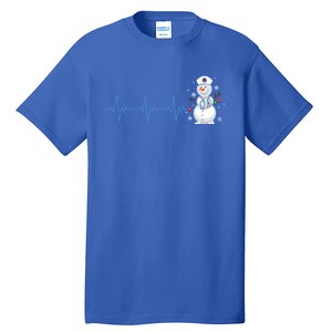 Nurse Snow Heartbeat Christmas Nursing Gift Tall T-Shirt