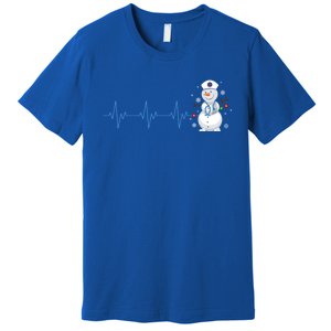 Nurse Snow Heartbeat Christmas Nursing Gift Premium T-Shirt