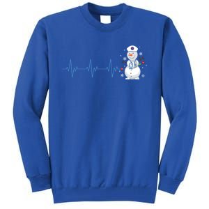 Nurse Snow Heartbeat Christmas Nursing Gift Tall Sweatshirt