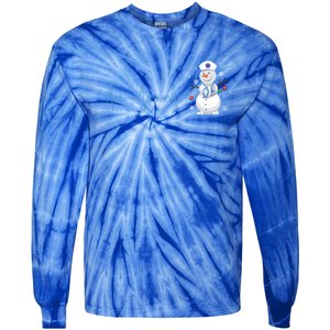 Nurse Snow Heartbeat Christmas Nursing Gift Tie-Dye Long Sleeve Shirt