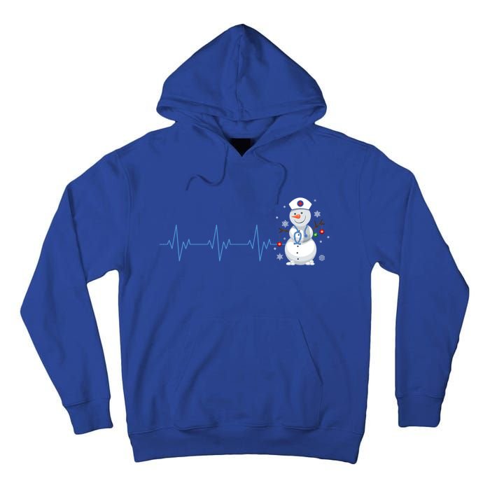 Nurse Snow Heartbeat Christmas Nursing Gift Tall Hoodie