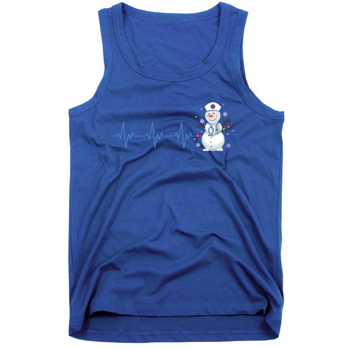 Nurse Snow Heartbeat Christmas Nursing Gift Tank Top