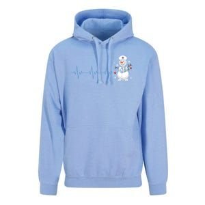 Nurse Snow Heartbeat Christmas Nursing Gift Unisex Surf Hoodie