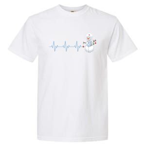 Nurse Snow Heartbeat Christmas Nursing Gift Garment-Dyed Heavyweight T-Shirt