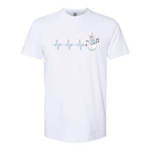 Nurse Snow Heartbeat Christmas Nursing Gift Softstyle CVC T-Shirt